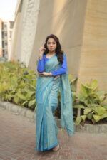 Luminous Tissue Khadi Saree with Subtle Shimmer - Image 8