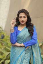 Luminous Tissue Khadi Saree with Subtle Shimmer - Image 9