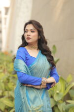 Luminous Tissue Khadi Saree with Subtle Shimmer - Image 11