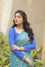 Luminous Tissue Khadi Saree with Subtle Shimmer - Image 12