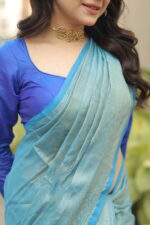 Luminous Tissue Khadi Saree with Subtle Shimmer - Image 18