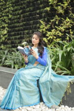 Luminous Tissue Khadi Saree with Subtle Shimmer - Image 19