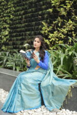 Luminous Tissue Khadi Saree with Subtle Shimmer - Image 21