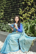 Luminous Tissue Khadi Saree with Subtle Shimmer - Image 22