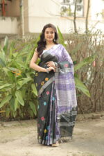 Vibrant Heritage Bandhni Linen Saree - Image 2