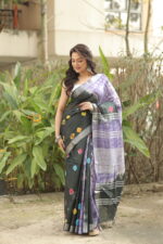 Vibrant Heritage Bandhni Linen Saree - Image 12