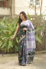 Vibrant Heritage Bandhni Linen Saree - Image 11