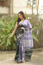 Vibrant Heritage Bandhni Linen Saree - Image 6