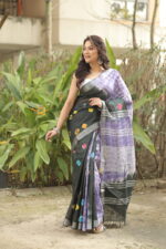 Vibrant Heritage Bandhni Linen Saree - Image 5