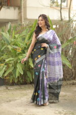 Vibrant Heritage Bandhni Linen Saree - Image 4