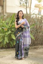 Vibrant Heritage Bandhni Linen Saree - Image 13