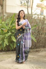 Vibrant Heritage Bandhni Linen Saree - Image 23
