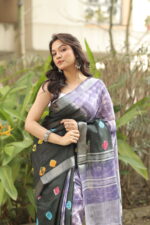 Vibrant Heritage Bandhni Linen Saree - Image 17