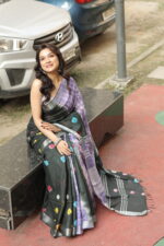 Vibrant Heritage Bandhni Linen Saree - Image 29