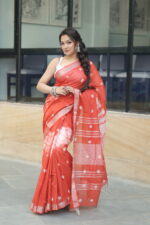 Vibrant Heritage Bandhni Linen Saree - Image 6