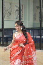 Vibrant Heritage Bandhni Linen Saree - Image 10