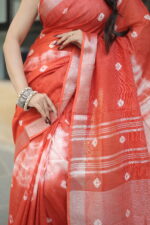 Vibrant Heritage Bandhni Linen Saree - Image 15