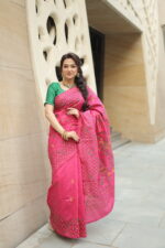Authentic Handcrafted Kantha Stitch Silk Saree