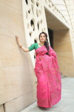 Authentic Handcrafted Kantha Stitch Silk Saree - Image 4