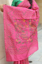 Authentic Handcrafted Kantha Stitch Silk Saree - Image 7