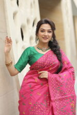 Authentic Handcrafted Kantha Stitch Silk Saree - Image 8