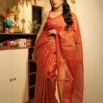 Luminous Tissue Khadi Saree with Subtle Shimmer