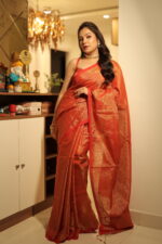 Luminous Tissue Khadi Saree with Subtle Shimmer