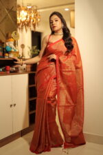Luminous Tissue Khadi Saree with Subtle Shimmer - Image 2