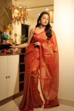 Luminous Tissue Khadi Saree with Subtle Shimmer - Image 3