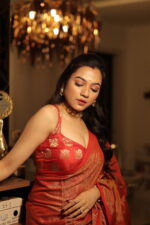 Luminous Tissue Khadi Saree with Subtle Shimmer - Image 14