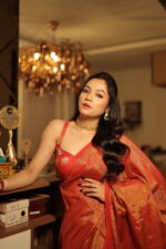 Luminous Tissue Khadi Saree with Subtle Shimmer - Image 17